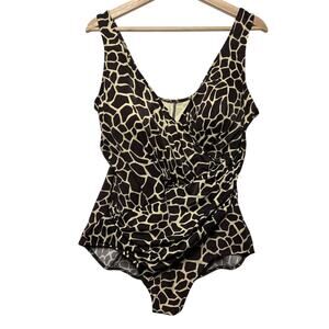 Miraclesuit #349880 One-Piece Swimsuit Giraffe Print Sz 20W Slimming Shaping
